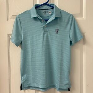 Boys RLX Light Blue and Pink Striped Polo Shirt SZ M 10/12